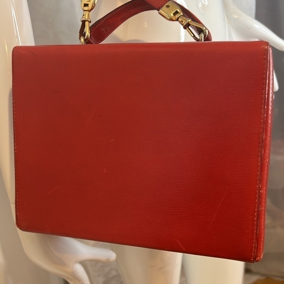 Mark Cross Grace Vintage Red Leather Grace Box Crossbody Hand Bag - Picture 10 of 16
